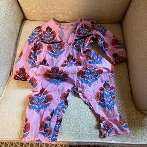 Pink Chicken Block Print One Piece